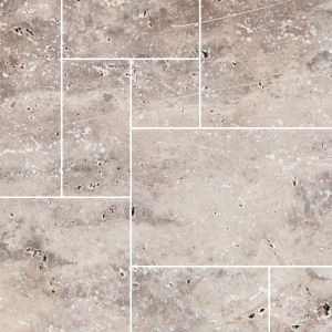 TRAVERTINE SILVER TUMBLED FRENCH PATTERN 12mm ($/sqm)